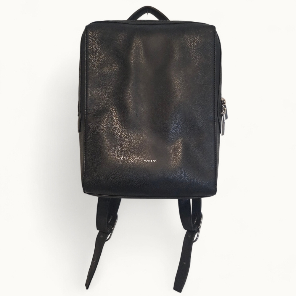 Matt & Nat Black Vegan Leather Backpack  Minimalist Luxury Everyday Carry